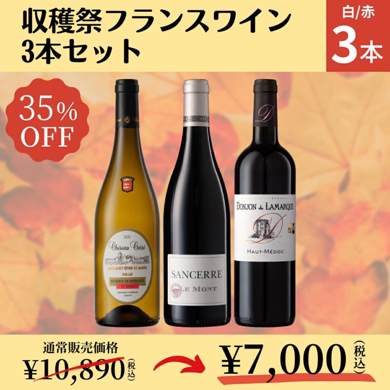 「収穫祭フランスワイン3本セット」フランス/赤ワイン/白ワイン/750ml/3本 | Million Cellar(ミリオンセラー) ワイン通販